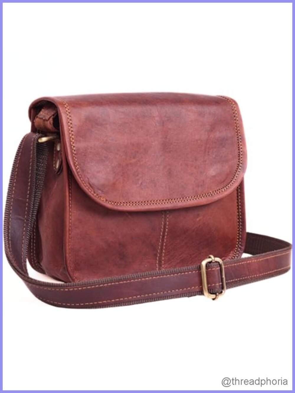 Small Genuine Leather Crossbody Purse Boho Saddle Bag Adjustable Strap